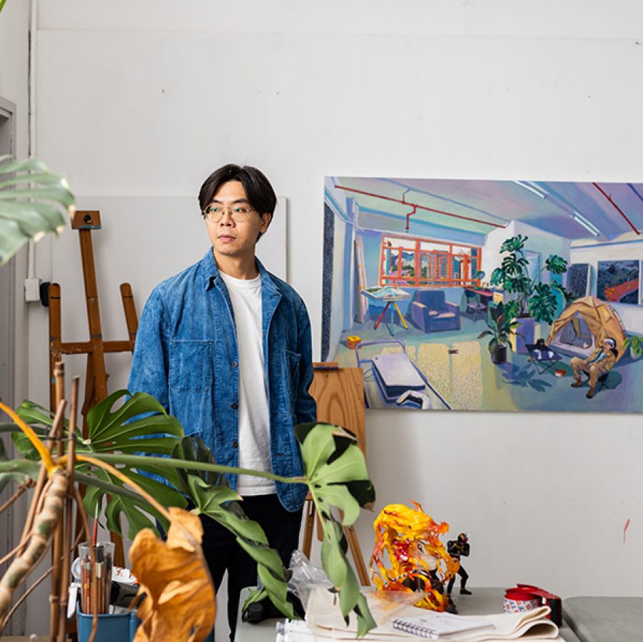 Artist Stephen Wong in his studio