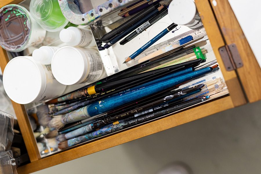 Artist Stephen Wong's paint brushes