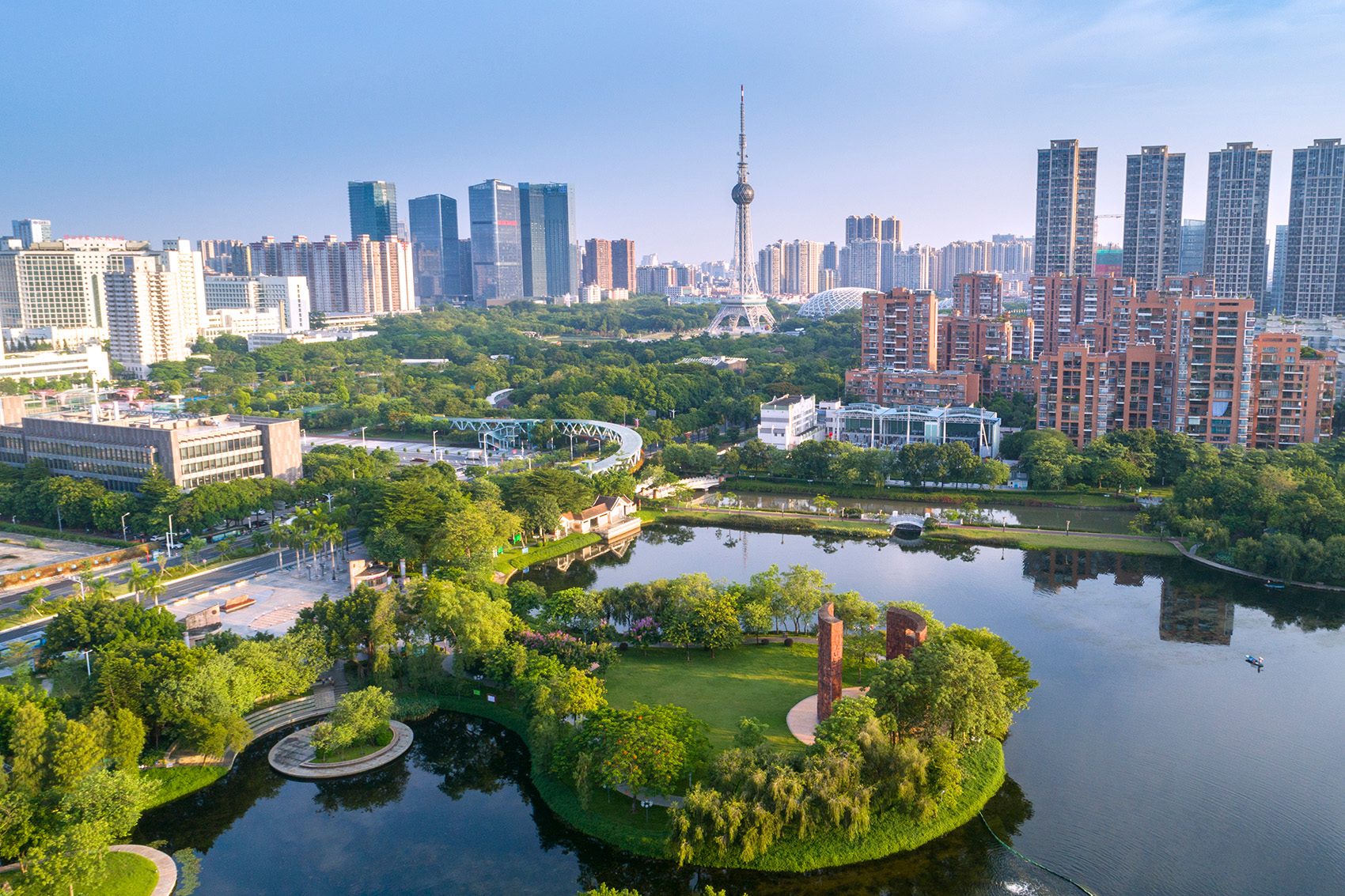 Arial view of Foshan Lake Park