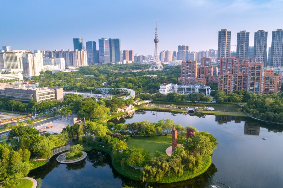 Arial view of Foshan Lake Park
