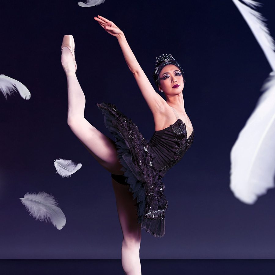 A professional ballet dancer from Hong Kong Ballet performs Swan Lake