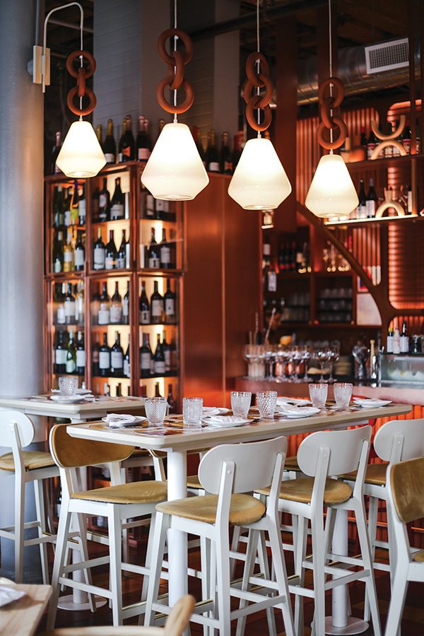 The interior of Madrina Bar Y Tapas in Distillery District, Toronto