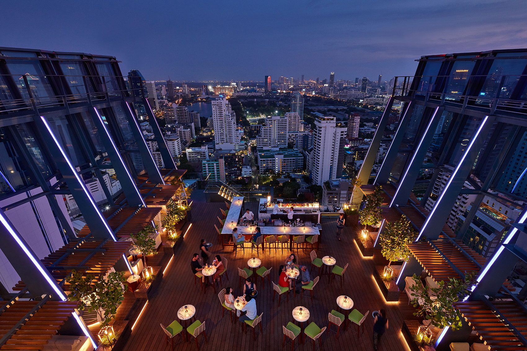 Night view of  Hyatt Regency's dining area 