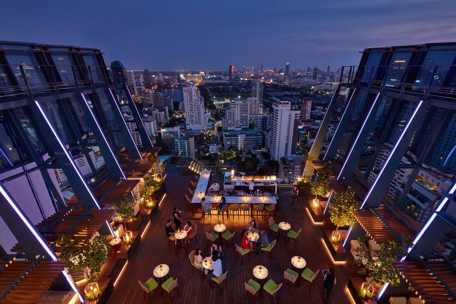 Night view of  Hyatt Regency's dining area 