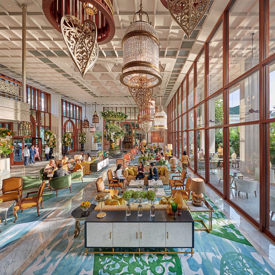 Inside the lobby area of Mandarin Oriental Bangkok