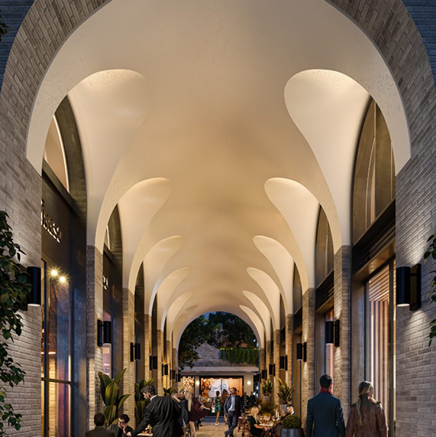 Exterior of the guest reception at The Eve Hotel in Sydney.