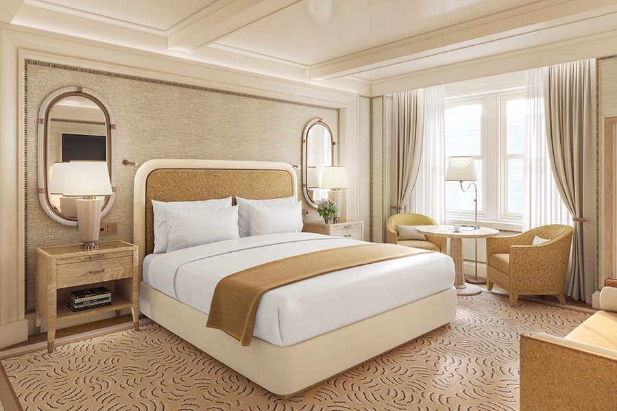 The bedroom in The Surrey has a large double bed. 