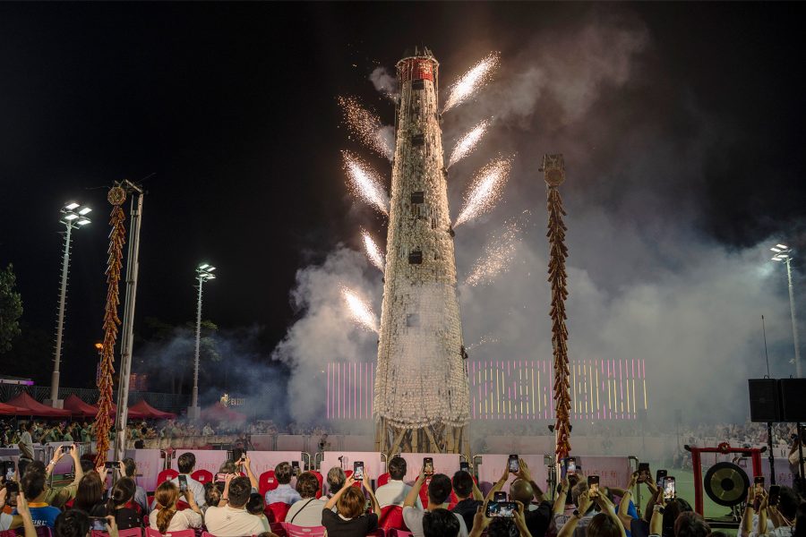 Cheung Chau bun festival at night