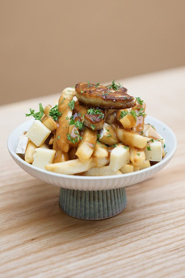 Shh Café portobello and avocado potato salad bowls topped with cheese and herbs