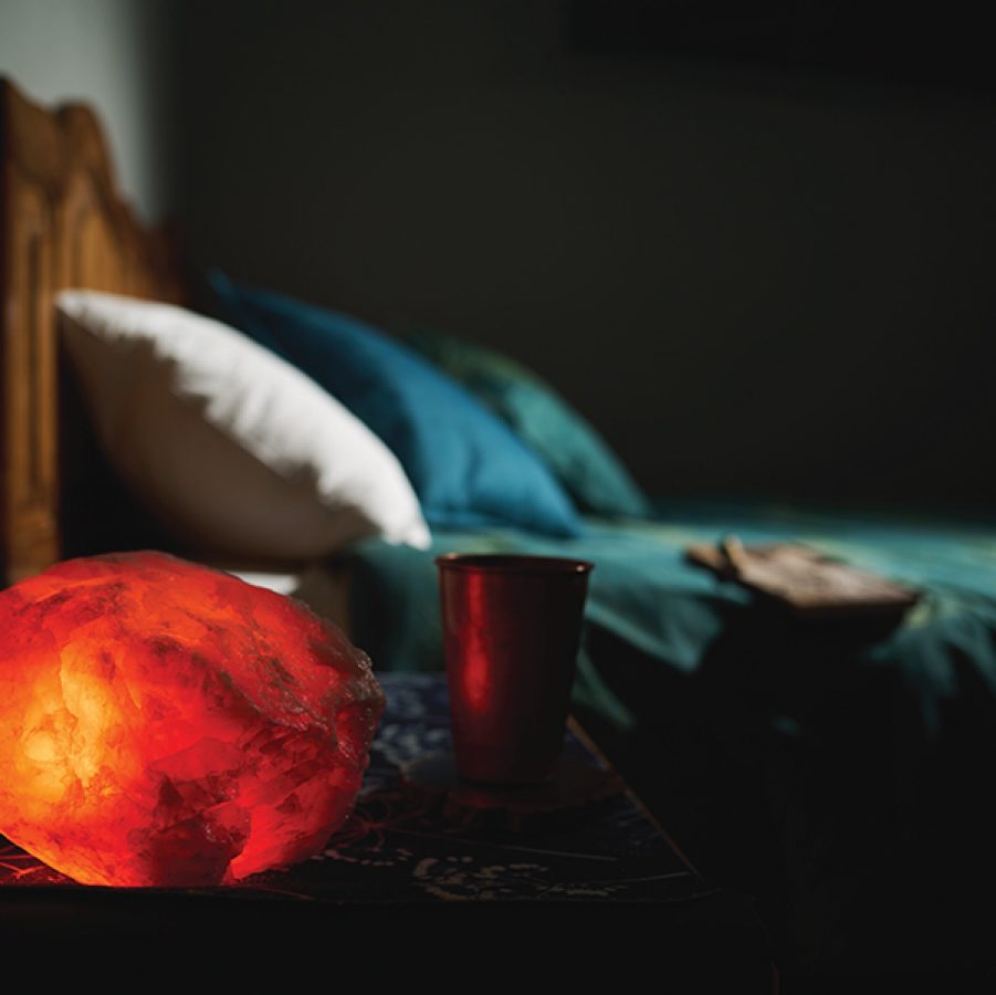 Bedside lamp at Darkness Retreat