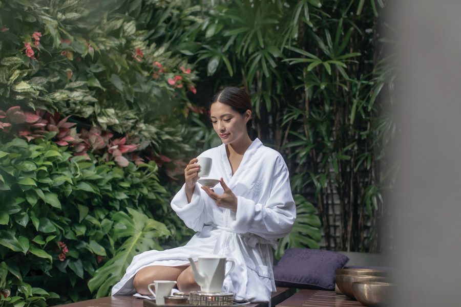 Woman enjoying tea