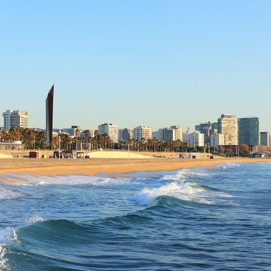 Sunrise at a Barcelona beach