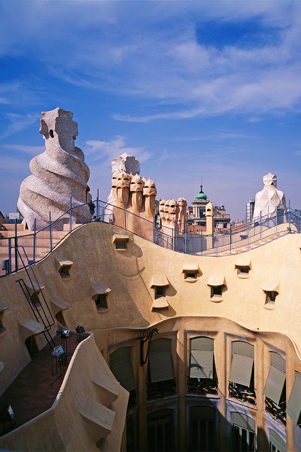 Chimneys on Casa Mila's terrace in Barcelona