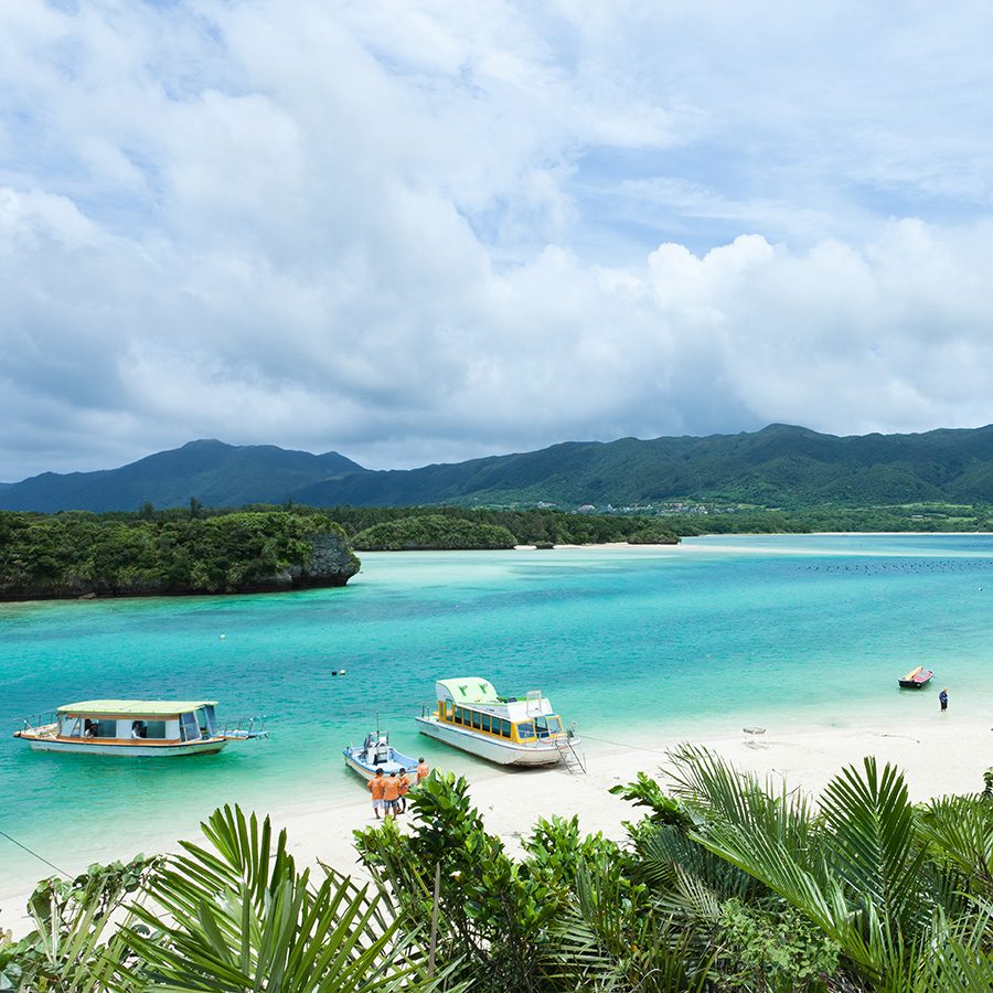 A clear blue lagoon bay of tropical