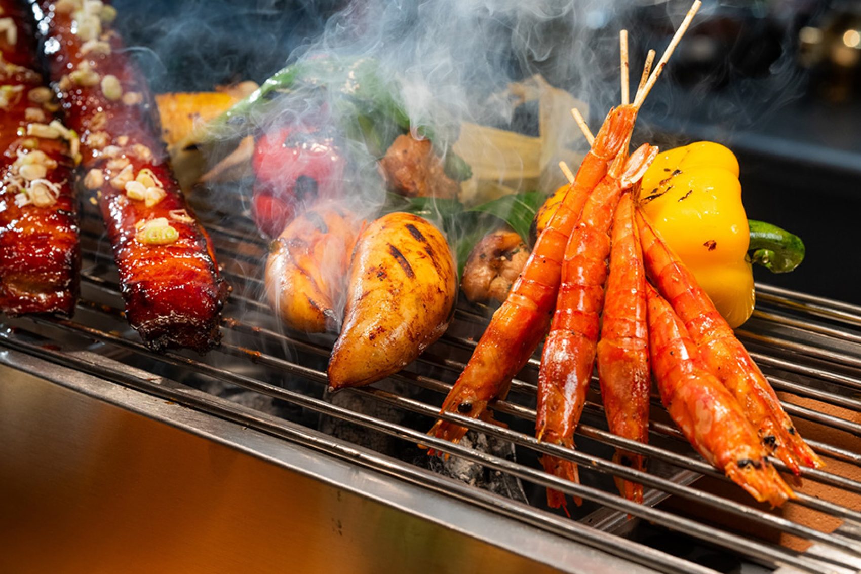 Barbecued food at W Hong Kong's buffet