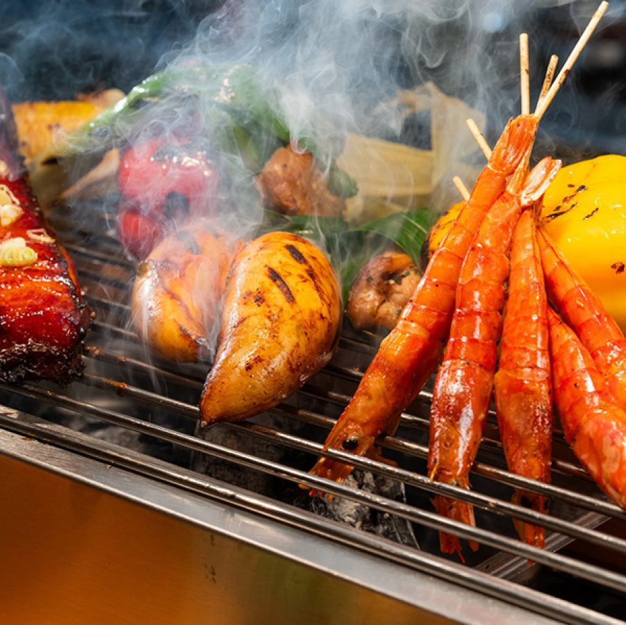 Barbecued food at W Hong Kong's buffet