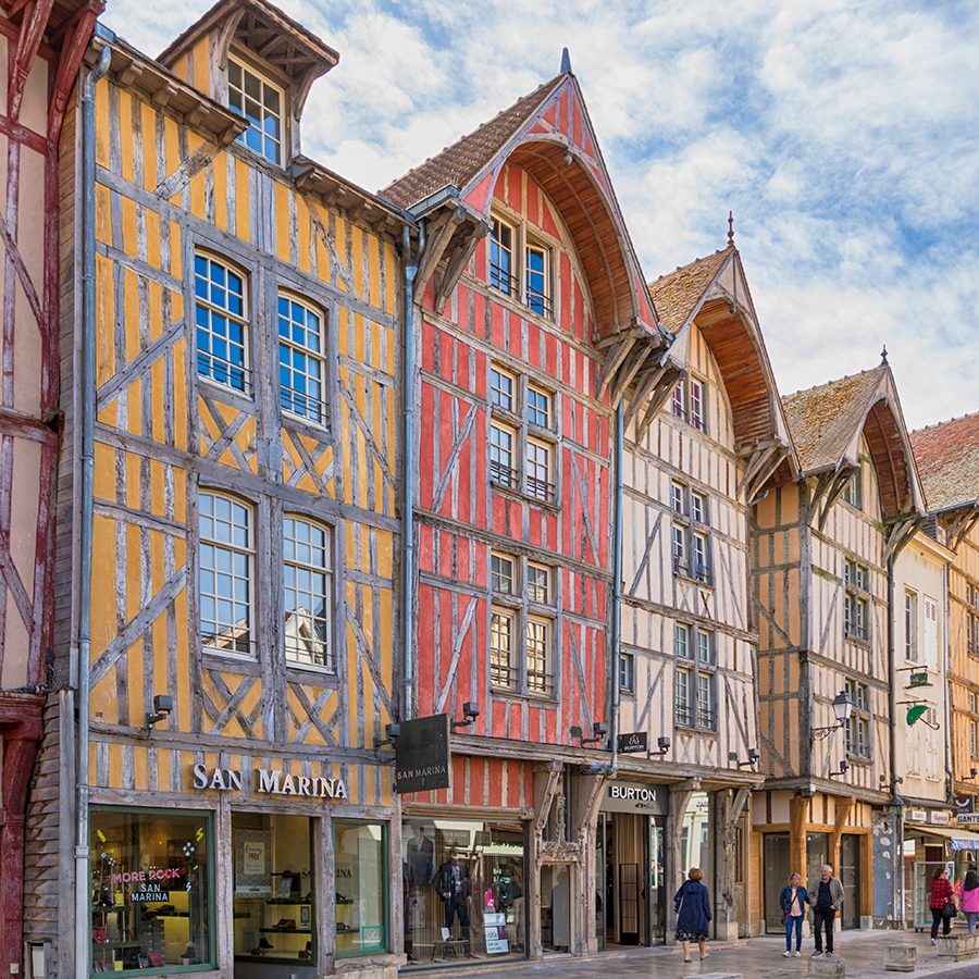 Exterior of buildings in Troyes, France