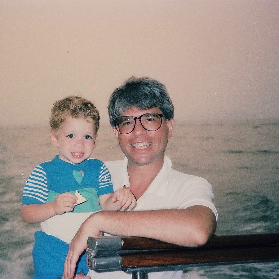 A photo of Daniel with his son was a child
