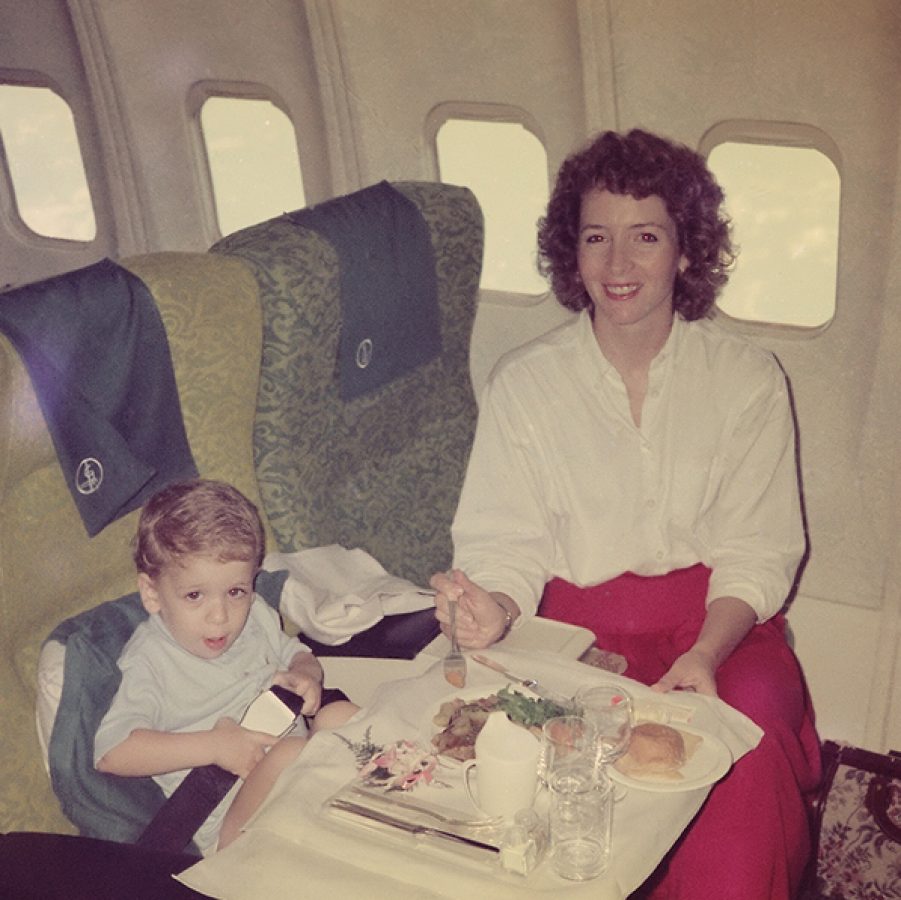Danny's mother and Danny in the airplane