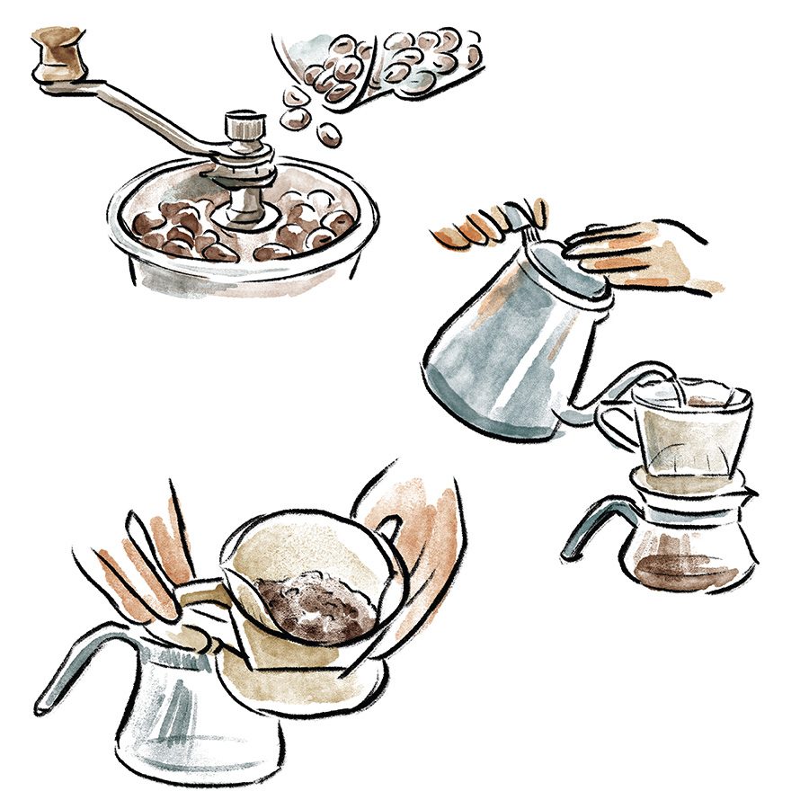 Japanese pour over illustration