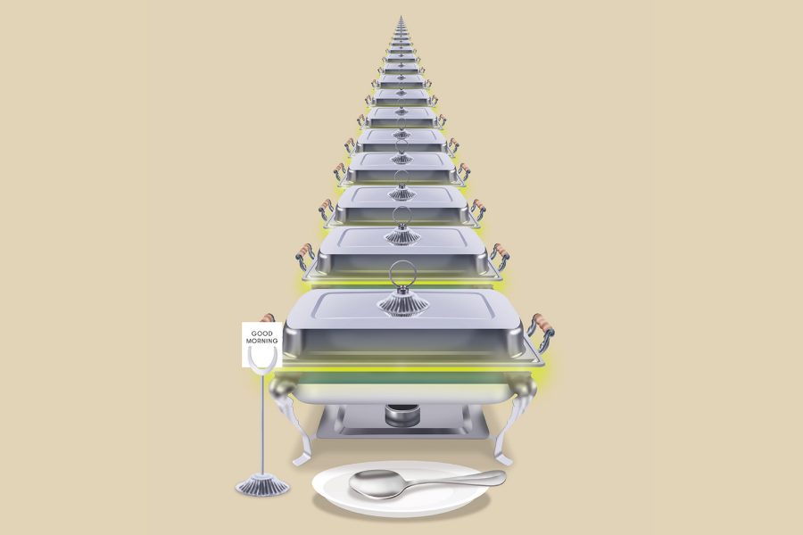 Morning buffet graphic illustration