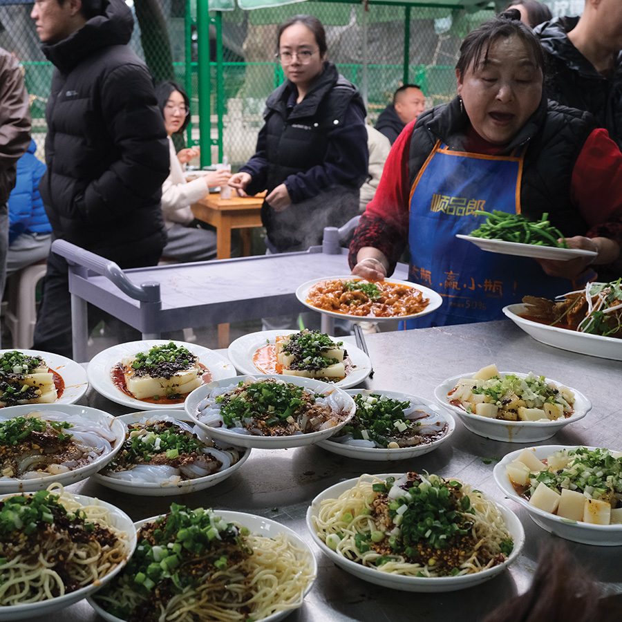 Dishes laid out on table at Dongzikou Chen Liangfen