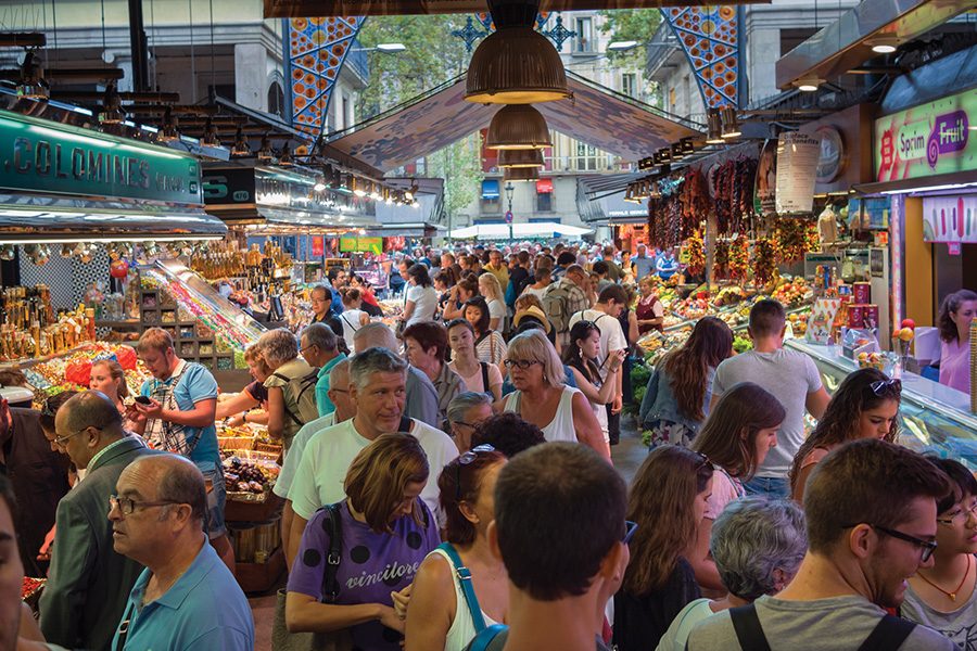 People at a market called La Boquería