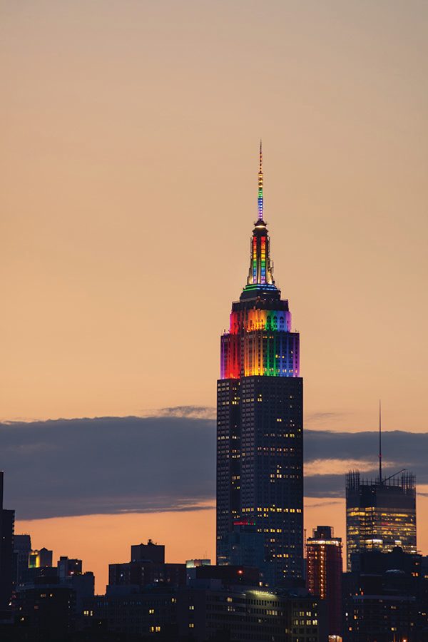  Empire State Building lit up with rainbow colours