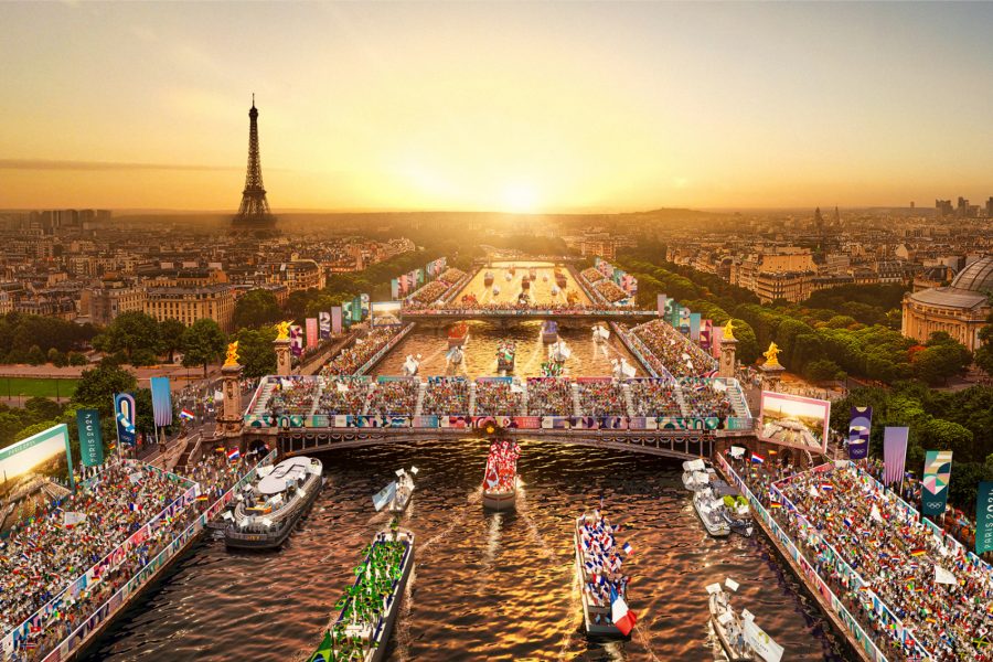 The opening ceremony on the river Seine, Paris 2024 Olympics
