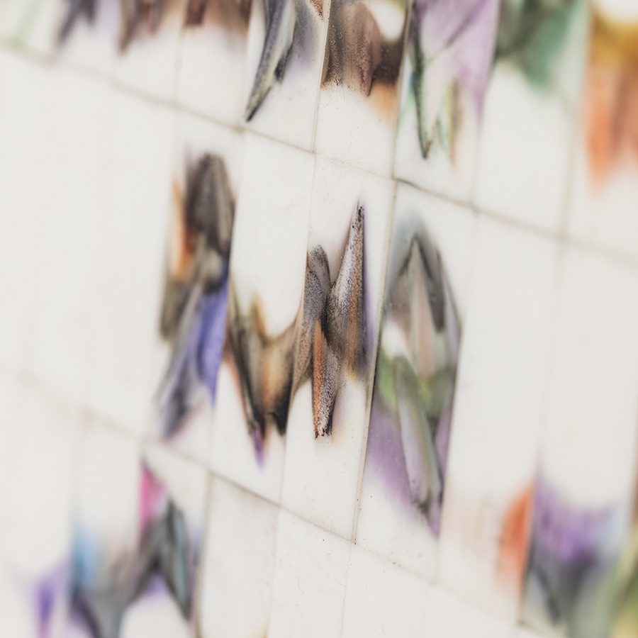 A photo shows details of an artwork