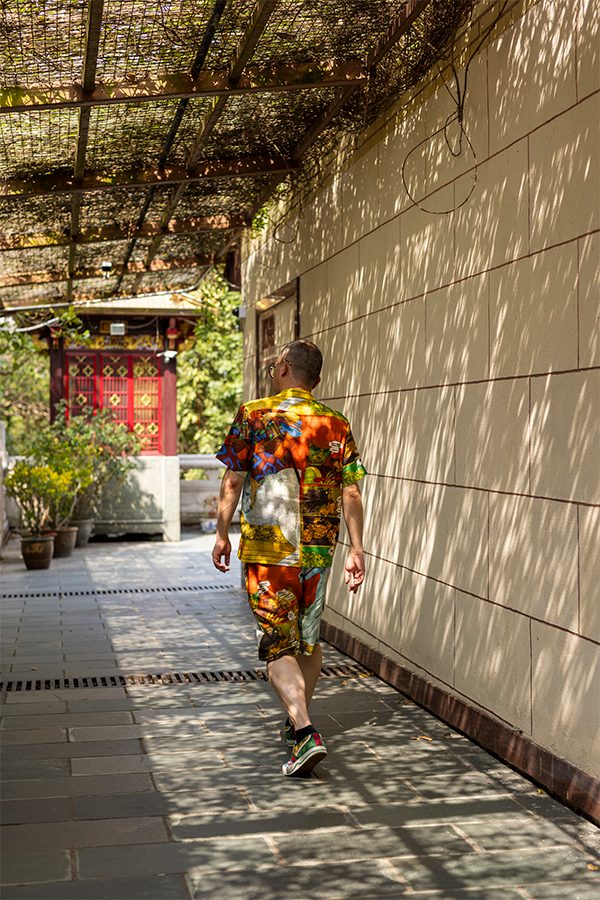 Artist Gordon Cheung walking in Lung Yeuk Tau, Fanling
