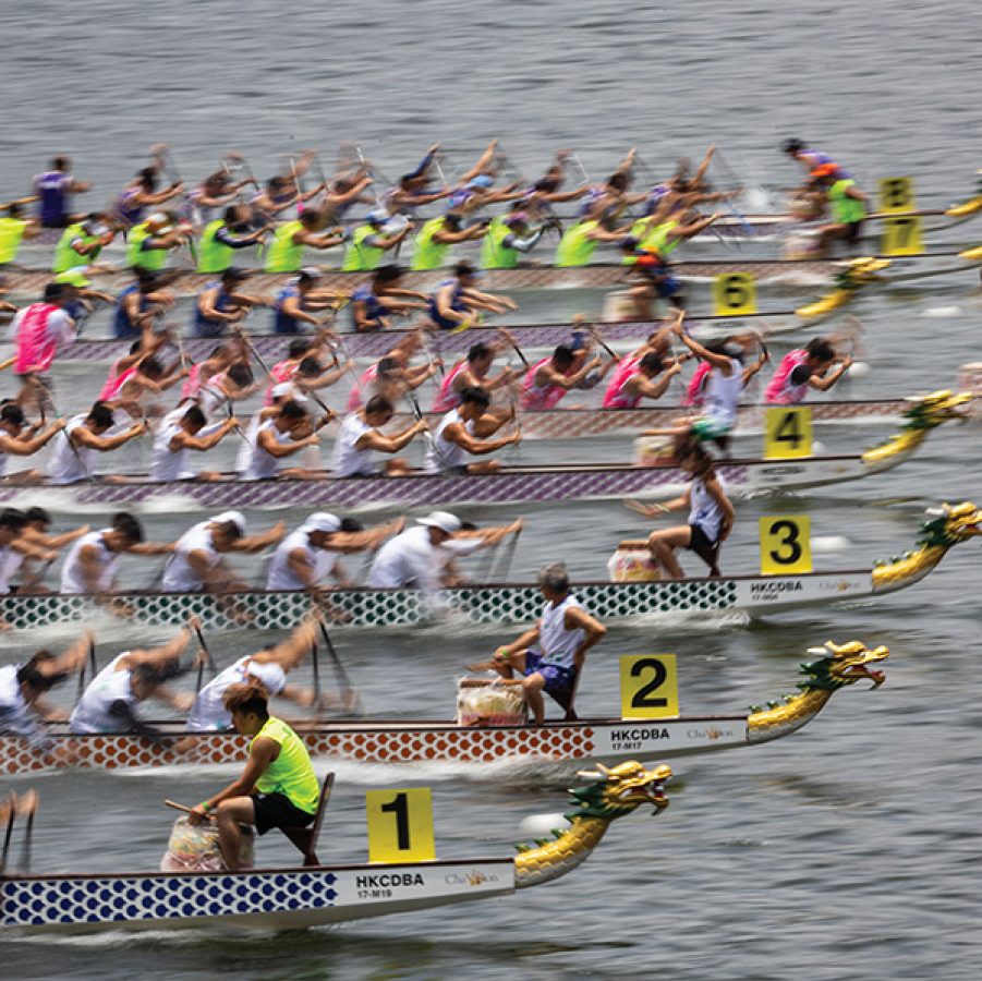 The scene of the Dragon Boat Race in progress