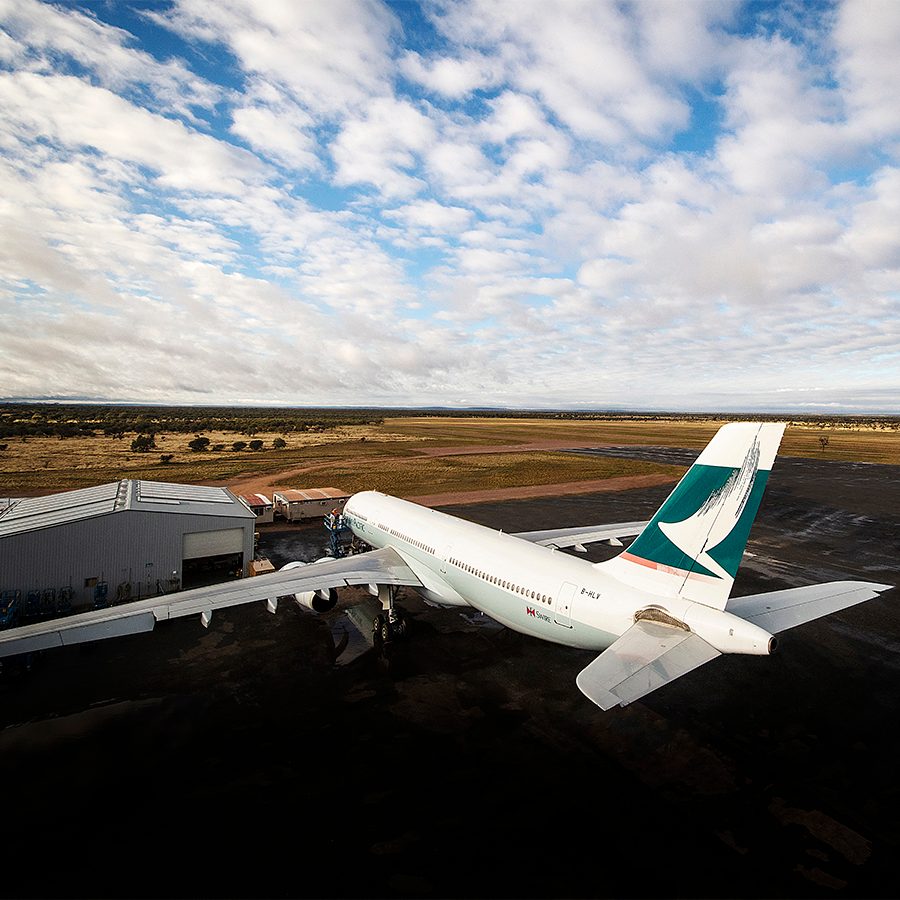 A photo of an airplane's backside