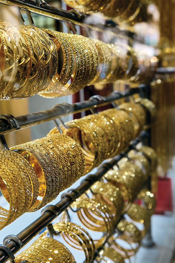 Gold bracelet for sale at a souk