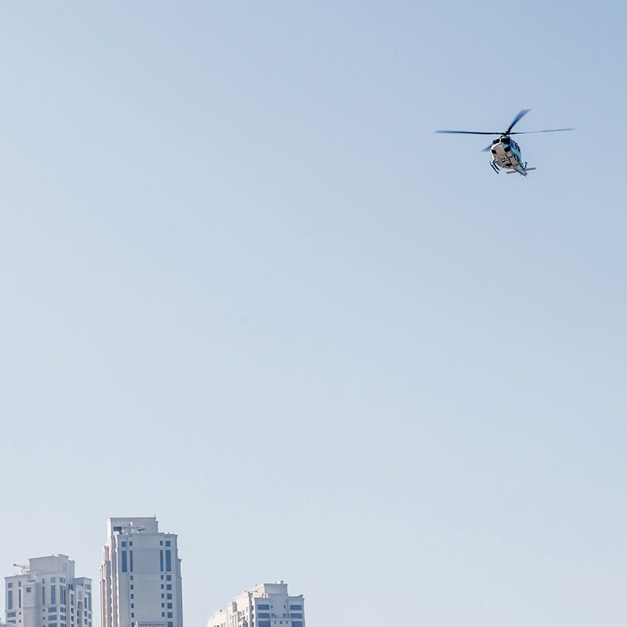 Helicopter flying in the sky