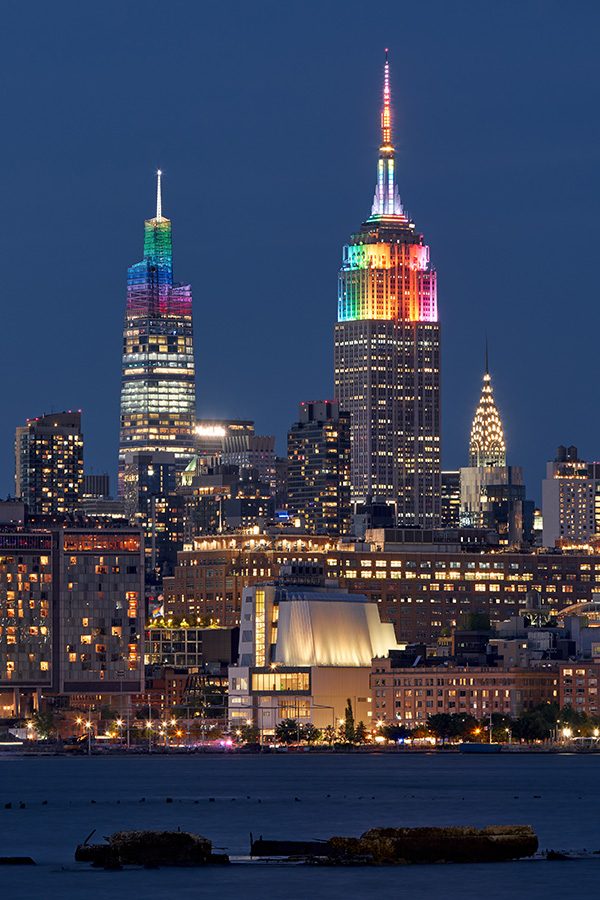 The Empire State Building light up with rainbow in New York City