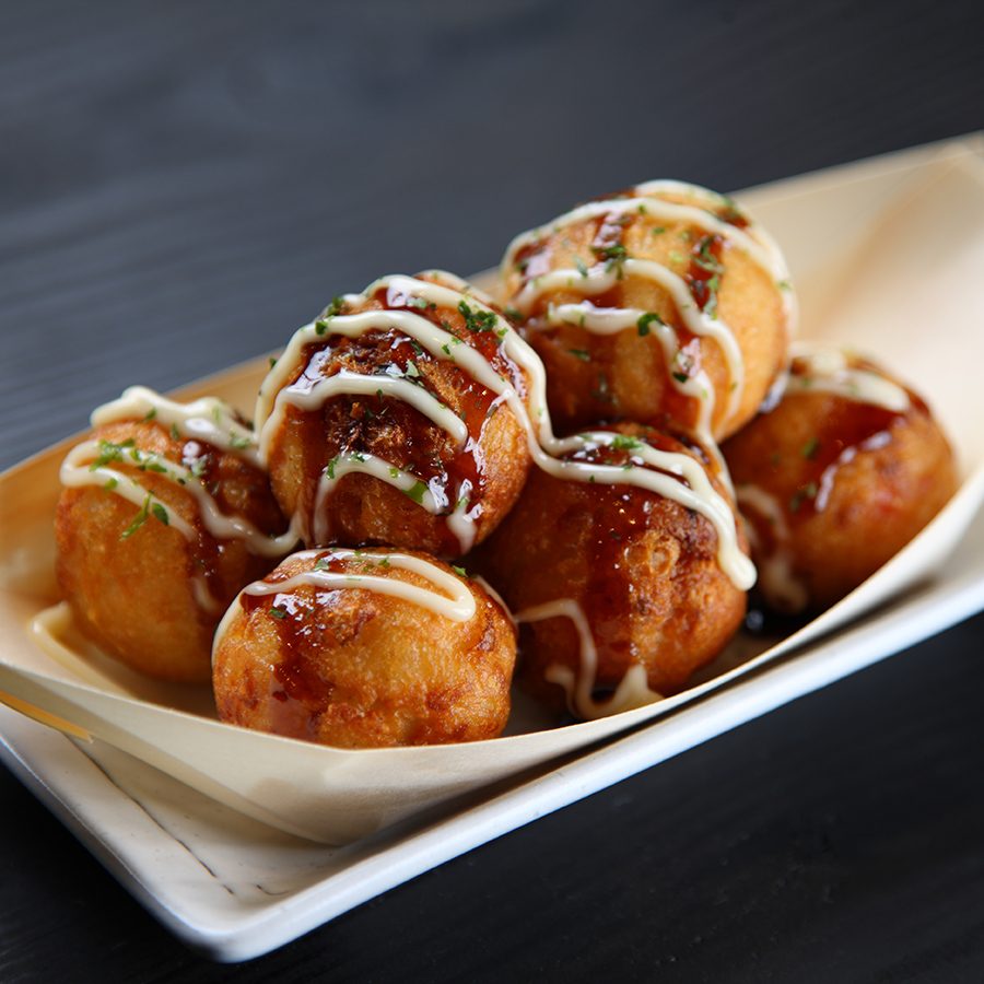 A photo of Japanese octopus balls called Takoyaki