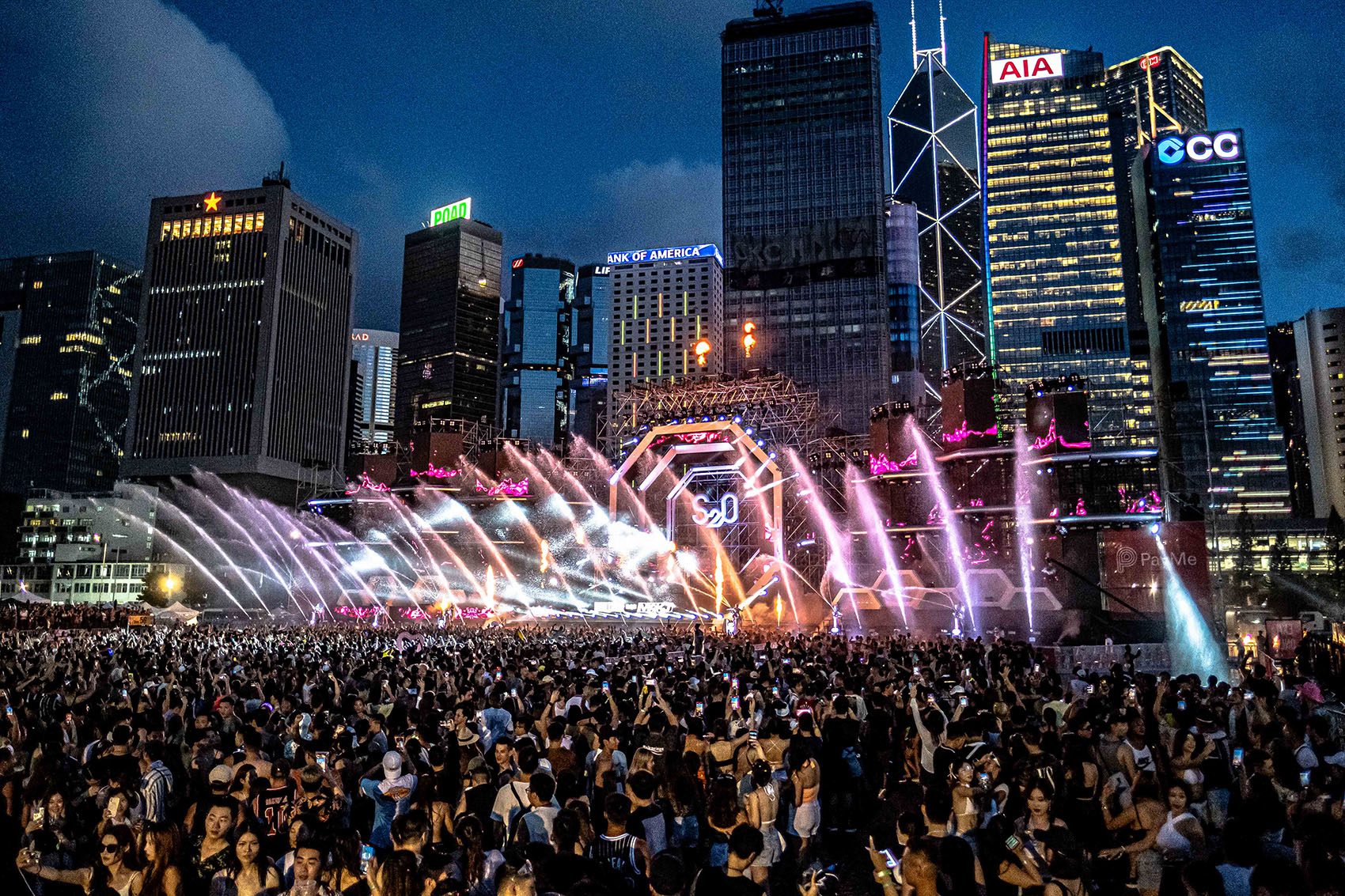 Crowds party at the .Central Harbourfront Event Spaceduring the S20 Music Festival.