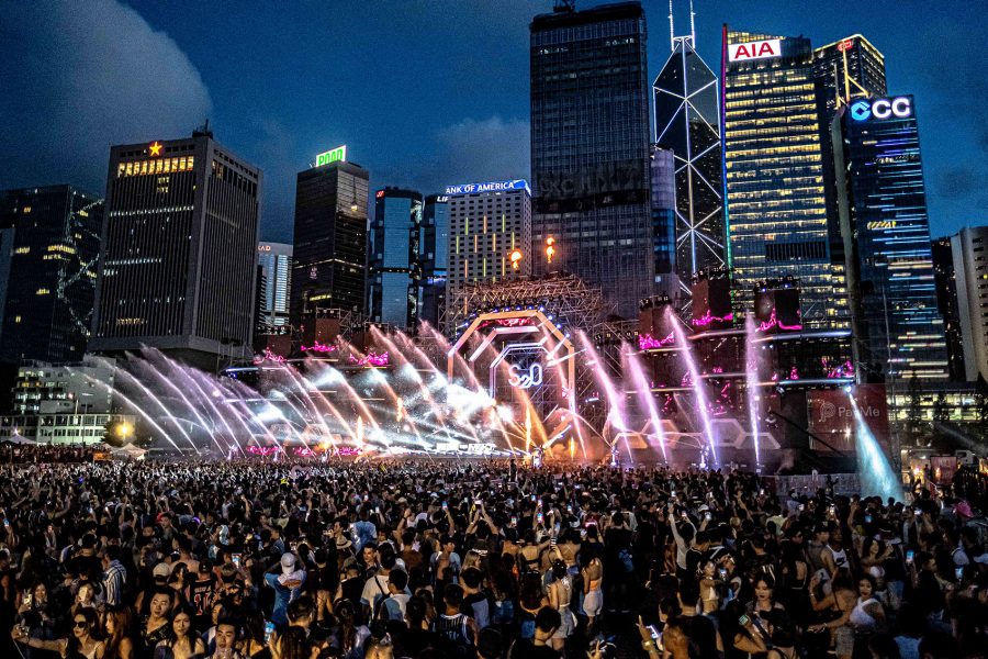 Crowds party at the .Central Harbourfront Event Spaceduring the S20 Music Festival.