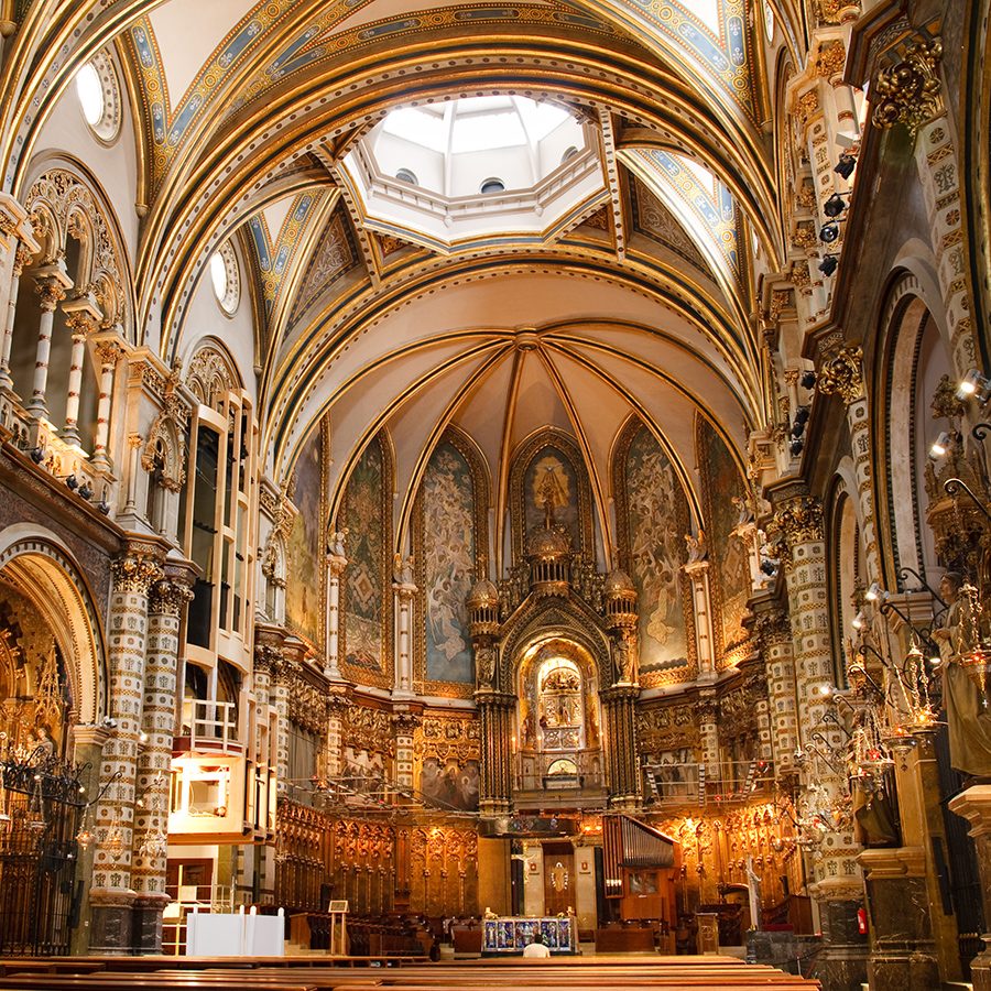 Beautiful Spanish Basilica at the Montserrat Monastery