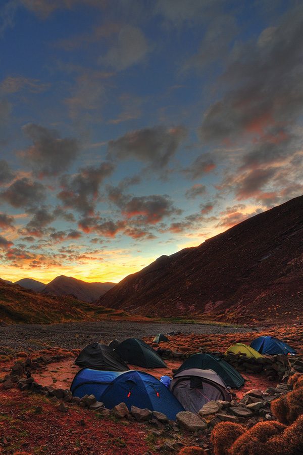 Camping in grassland