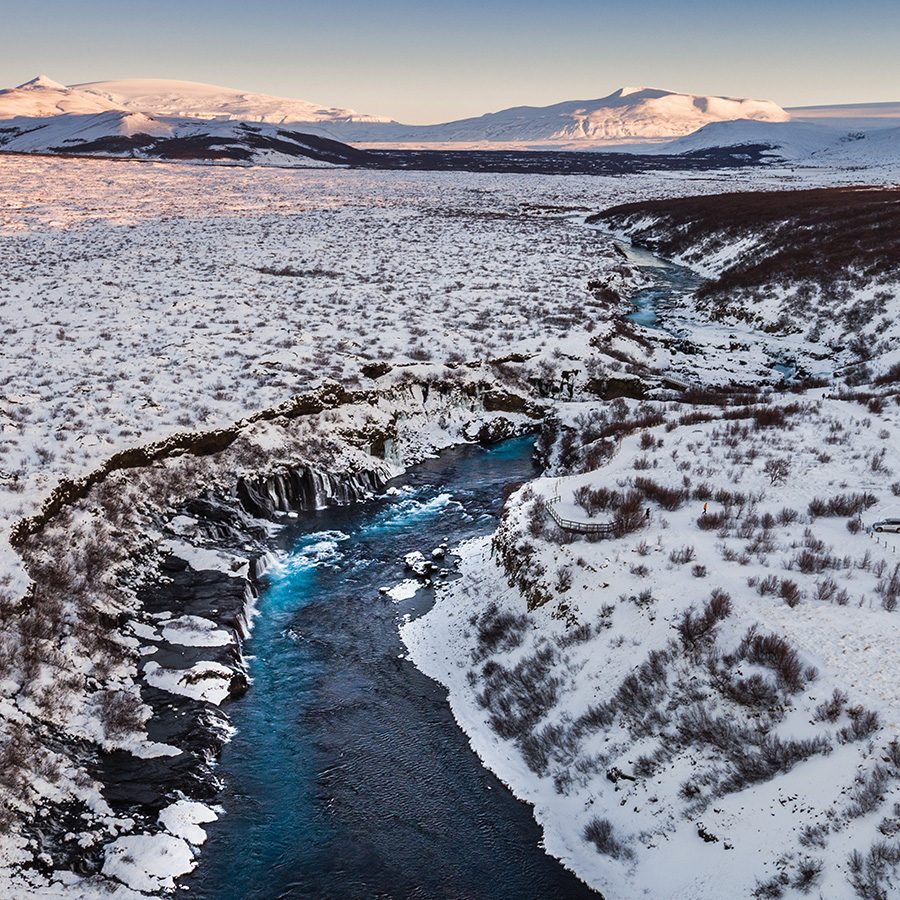 Ice river cutting across tundra