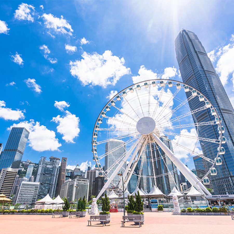 A wide shot of Hong Kong Observation Wheel
