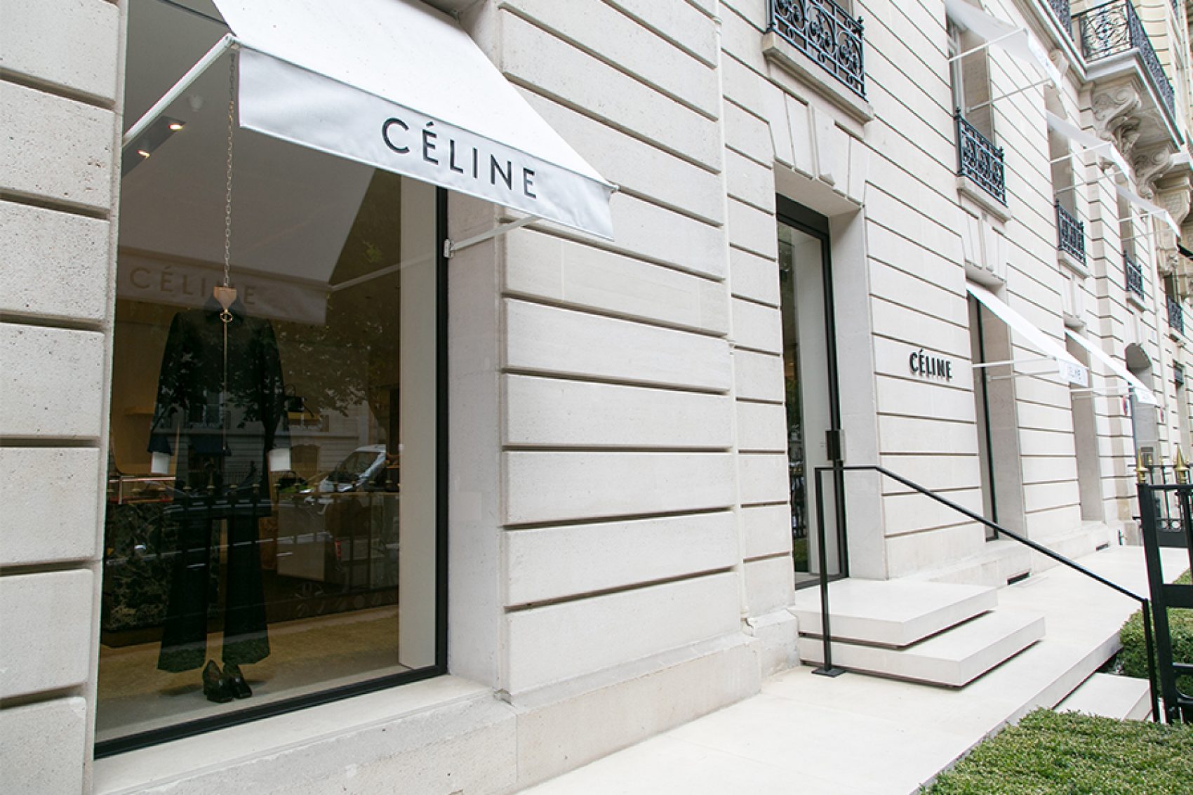 A photo of Celine Avenue Montaigne store front in Paris, France