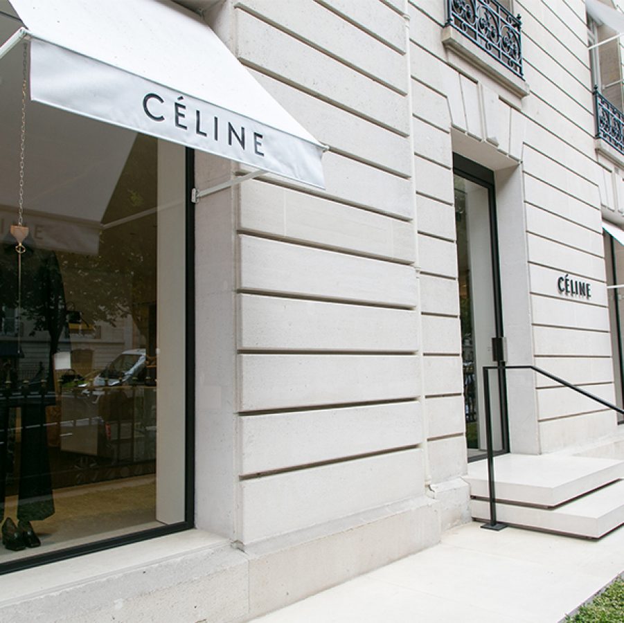 A photo of Celine Avenue Montaigne store front in Paris, France