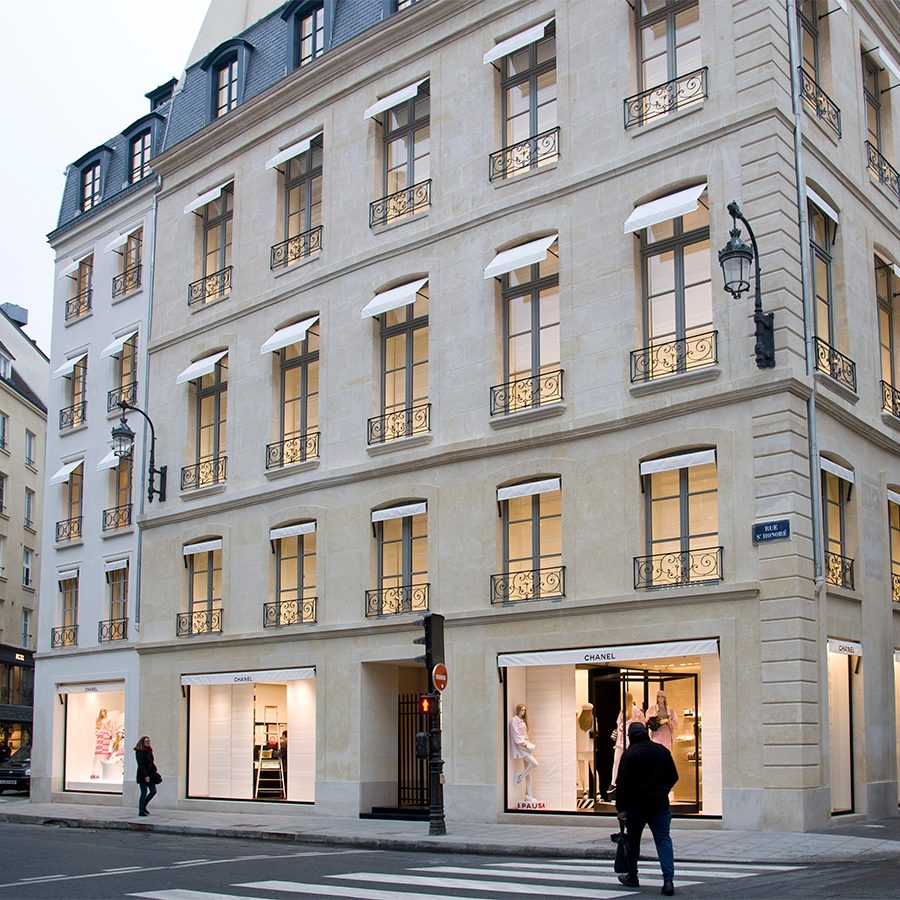 Exterior photo of Chanel's flagship store in Paris, France