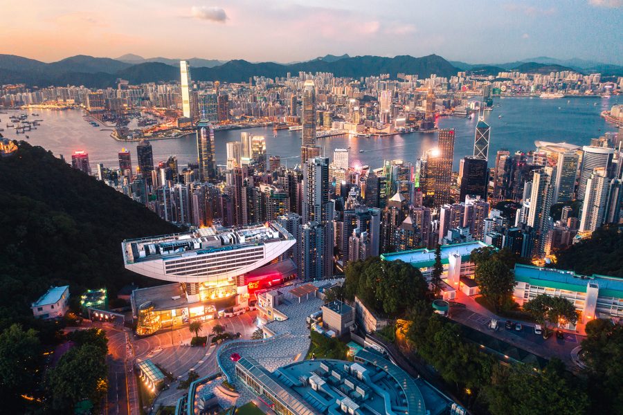 Drone view of Hong Kong city