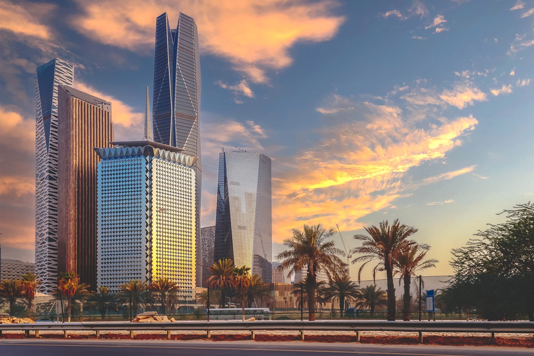 Roads and streets filled with ornamental trees in Riyadh