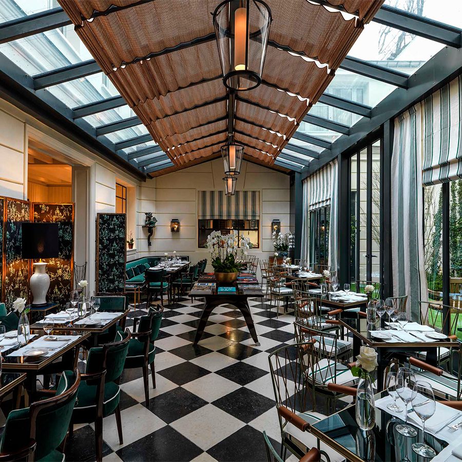 A photo of the restaurant interior inside J.K. Place in Paris, France