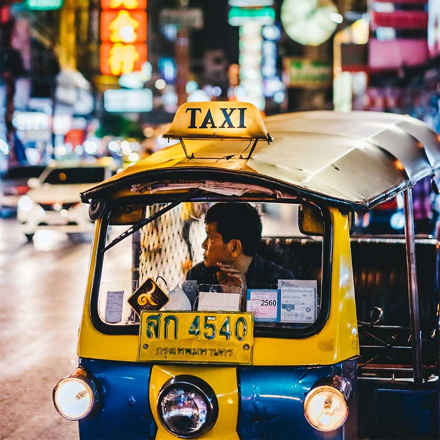 Tuk tuk in Bangkok at night
